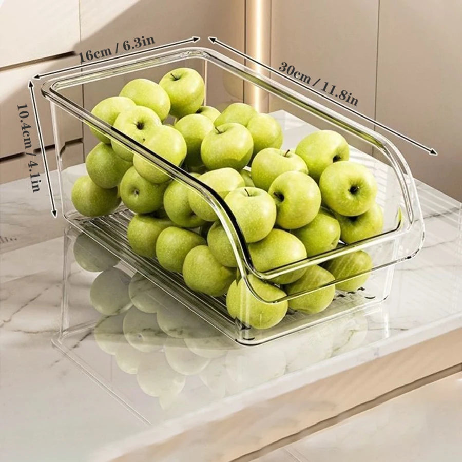 Clear Stackable Fridge Storage Bins — Fruit & Drink Organizer
