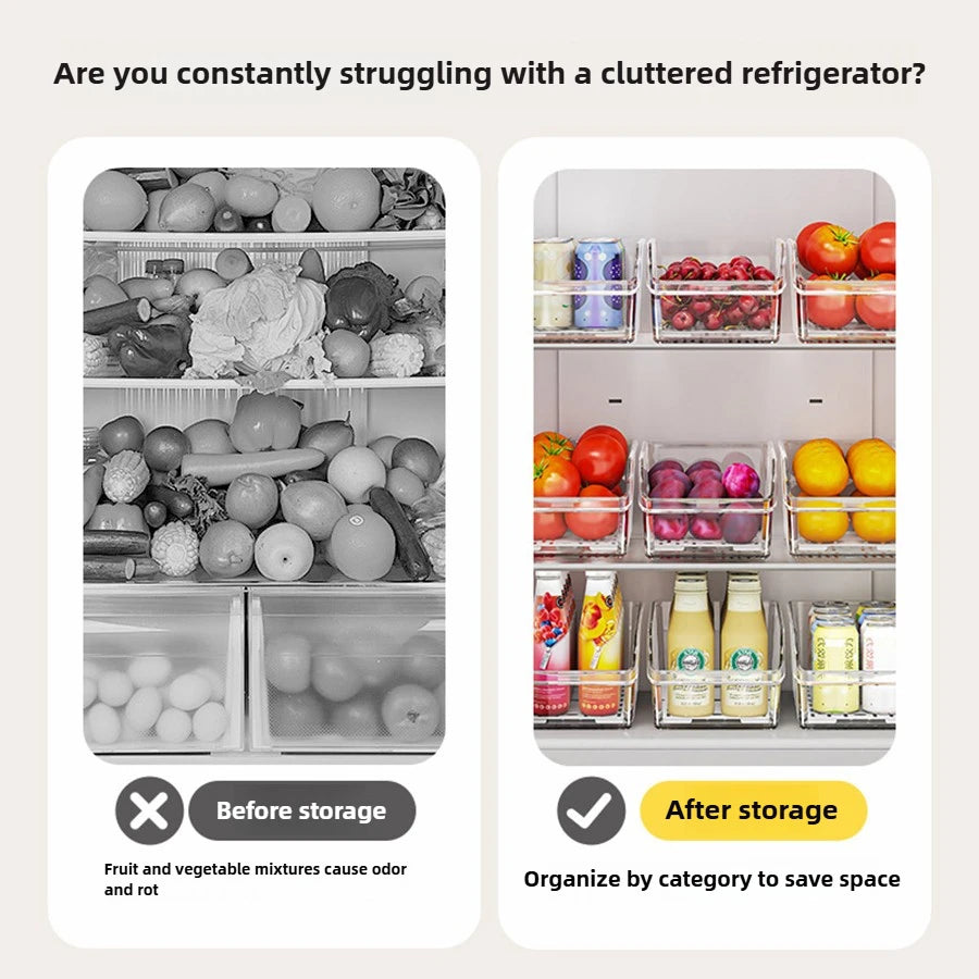 Clear Stackable Fridge Storage Bins — Fruit & Drink Organizer