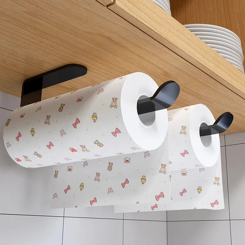 Wall-Mounted Tissue & Towel Holder — No-Drill Self-Adhesive Organizer
