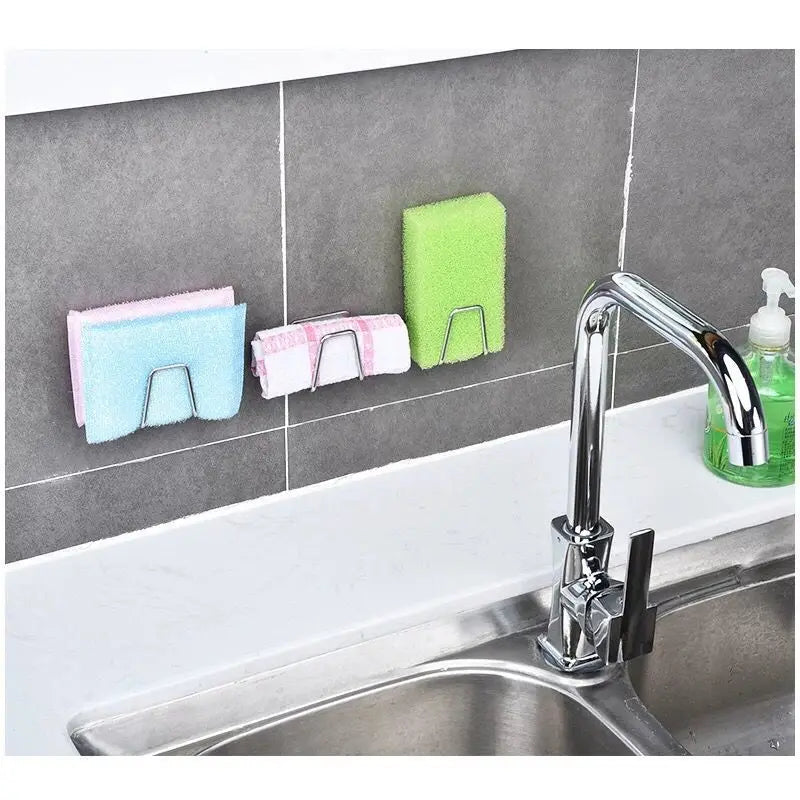 Self-Adhesive Kitchen Sink Sponge Holder — Stainless Steel