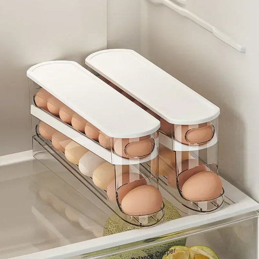 Rolling Egg Storage Box — Stackable Fridge Dispenser