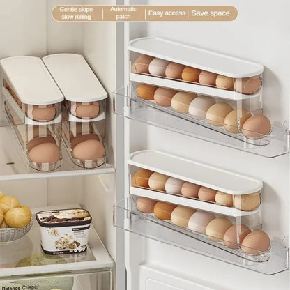Rolling Egg Storage Box — Stackable Fridge Dispenser
