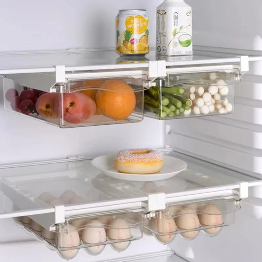 Under-Shelf Fridge Organizer — Fruit, Egg & Produce Rack