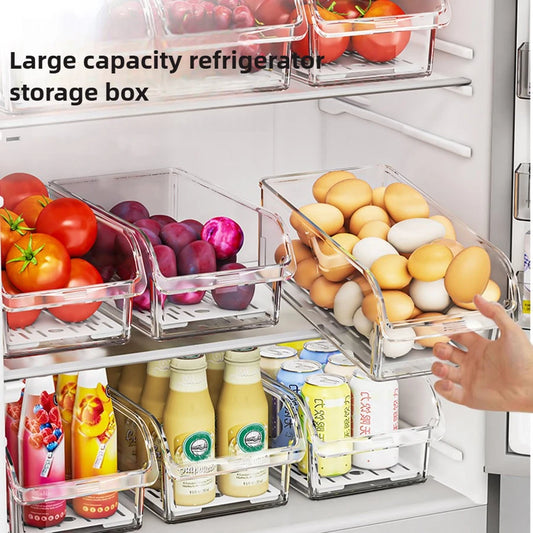 Clear Stackable Fridge Storage Bins — Fruit & Drink Organizer