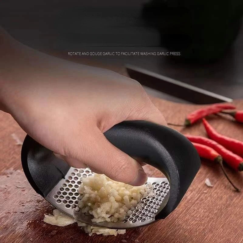 Stainless Steel Garlic Rocker — Manual Mincer & Crusher