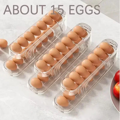 Rolling Egg Storage Box — Stackable Fridge Dispenser