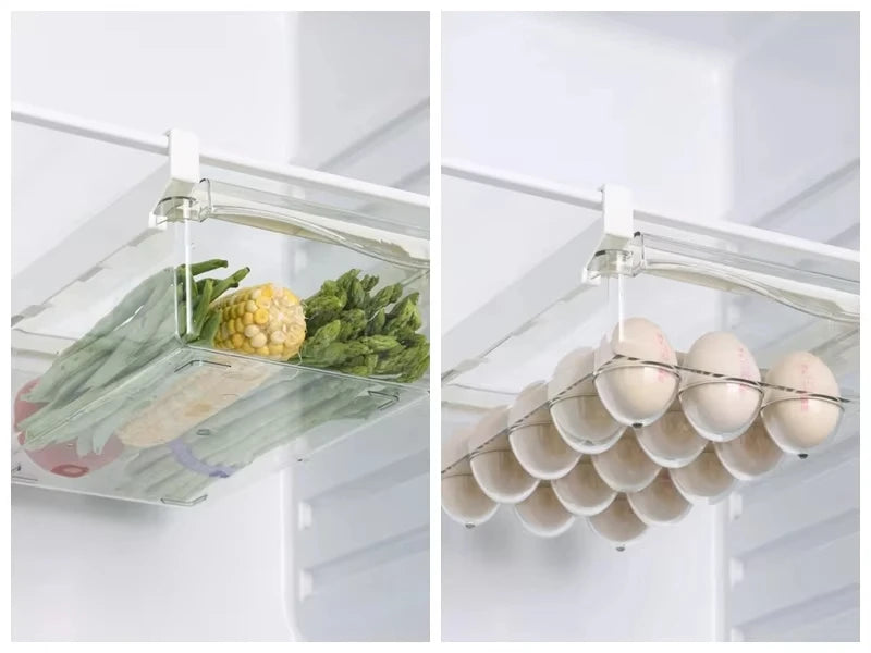 Under-Shelf Fridge Organizer — Fruit, Egg & Produce Rack
