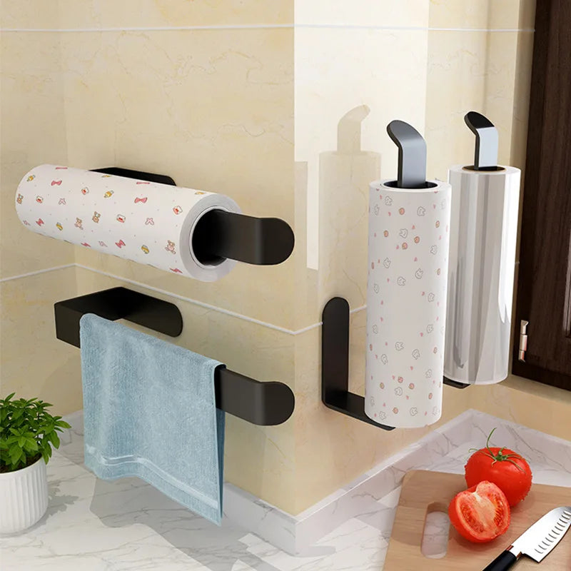 Wall-Mounted Tissue & Towel Holder — No-Drill Self-Adhesive Organizer