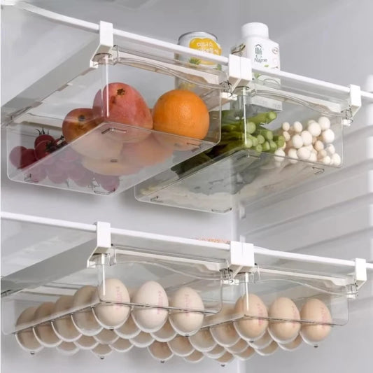 Under-Shelf Fridge Organizer — Fruit, Egg & Produce Rack